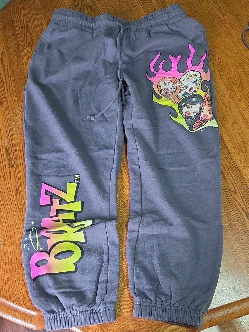 Gray Graphic Joggers with Neon Pink & Yellow Artwork